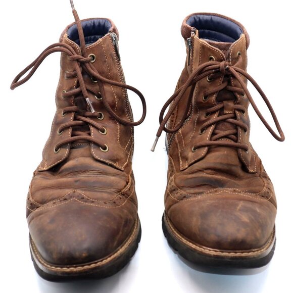Florsheim Men’s Brown Leather Lace Up Boots 12M Wingtip Vintage Cottagecore - Picture 1 of 9